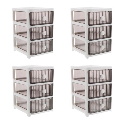 4pcs Clear Plastic Make -up -Organisator mit Schubladen für Kosmetikschmuck und