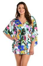 La Blanca Women's V-Neck Caftan Swimsuit Cover Up, Multi//Sun Catcher, Small