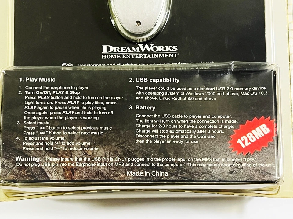 Dreamworks Transformers MP3 Music Player 128 MB *NEW!* 2007 - Image 3 of 4