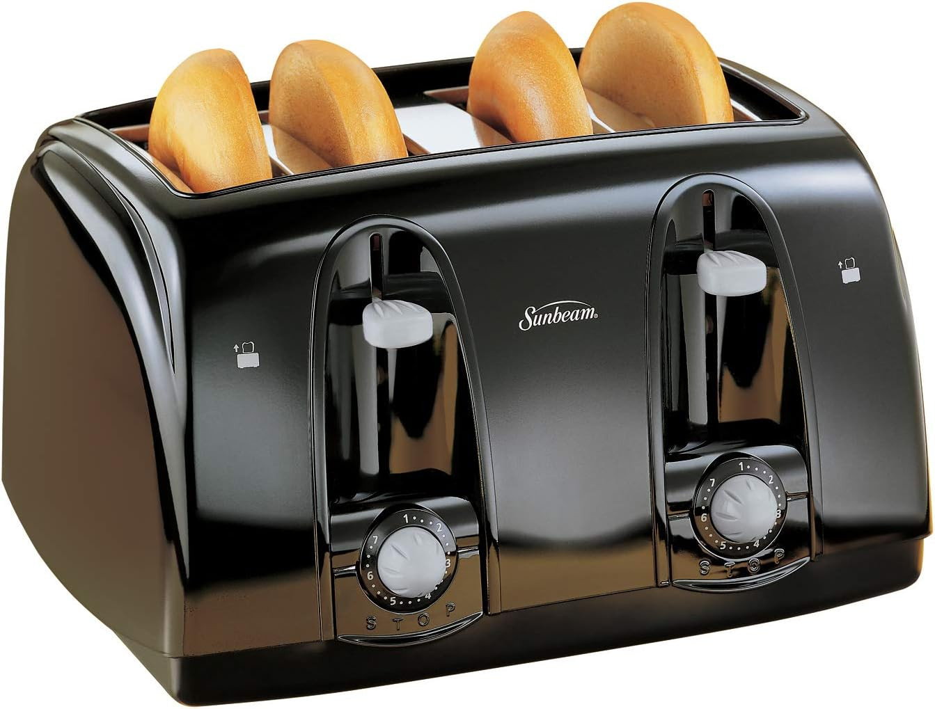 SUNBEAM 4-SLICE ELECTRIC TOASTER Wide Slot Modern Versatile 7 Shade Settings NEW