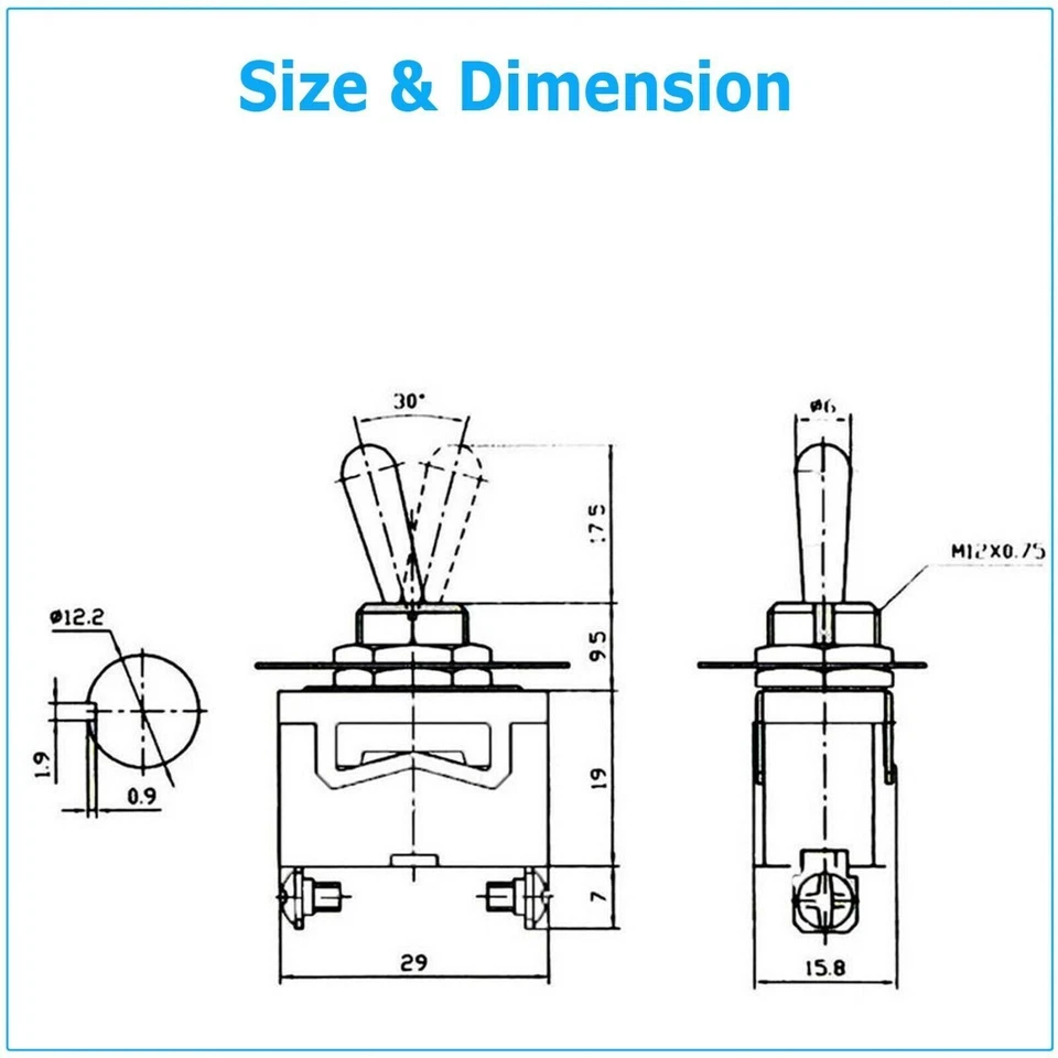 5X Toggle SWITCH ON/OFF Heavy Duty 15A 250V SPST 2 Terminal Car Boat* Waterproof - Image 3 of 4