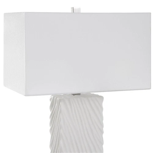 Uttermost Pillar Contemporary Iron and Fabric Table Lamp in White - Picture 4 of 9