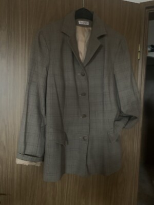   feiner, edler karierter Woll - Blazer von  Aquarelle  Gr. 38/40 Beige/braun ..
