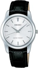 SEIKO SCXP031 Men's Black White Analog Round Face Quartz cowhide leather jp