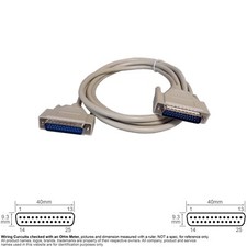 Cable Parallel Serial D-Sub DB25 DB 25 Pin Molded Male Male Straight Thru 10FT