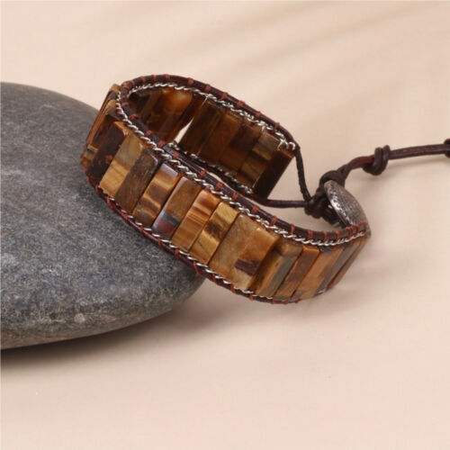 Tiger's Eye Handmade Natural Stone Healing Protection Beads Men Women Bracelet - Imagen 1 de 5