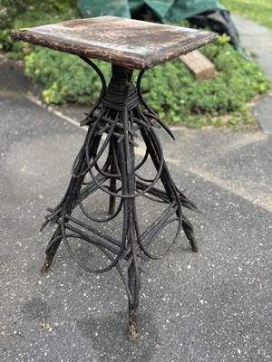 Antique Adirondack Twig Table ADK Primitive Folk Art Rustic Tramp Art Wood Stand