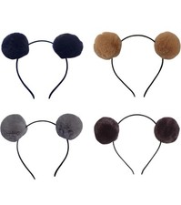 Headband Bear Ears Soft Ball Hairband Headwear Halloween Costume for B Set
