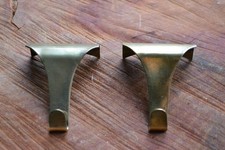 Pair Edwardian Picture Rail Hooks Brass old vintage reclaimed hooks