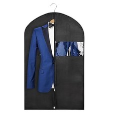 43" Black Garment Bags for Hanging Clothes Storage and Men Travel with 1 PACK