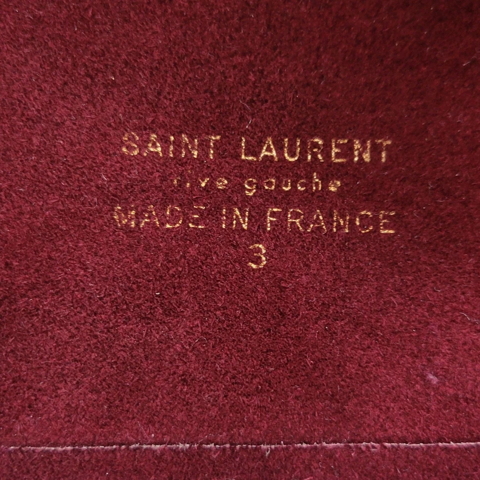 Vintage St Laurent Suede Belt 36" Burgundy Square Gold Floral Buckle Hippie Boho - Image 4 of 4