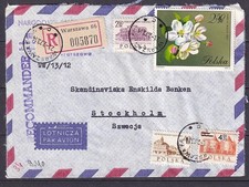 w3026/ Poland Registered Airmail Cover t/Sweden 1973