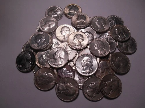 One Roll Silver Washington Quarters - BU