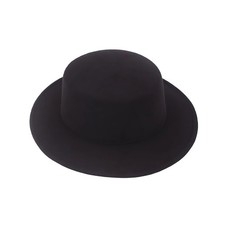 Classic Fashion Black Wide Brim Flat Top Fedora Panama Hat Felt Church Derby ...