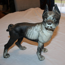 Vintage Antique Cast Iron Boston Terrier Bull Dog Door Stop Hubley