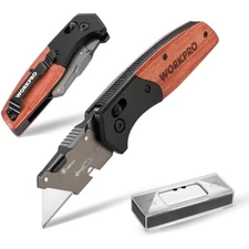 Folding utility knife, razor blade knife with axis lock, quick change 