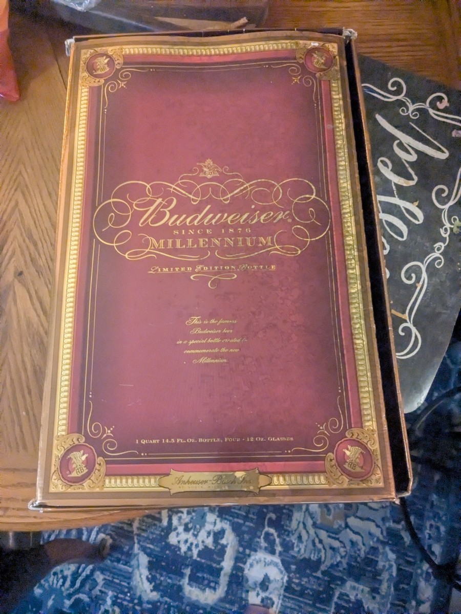 BUDWEISER MILLENNIUM Limited Edition Set Bottle & Four Glasses w