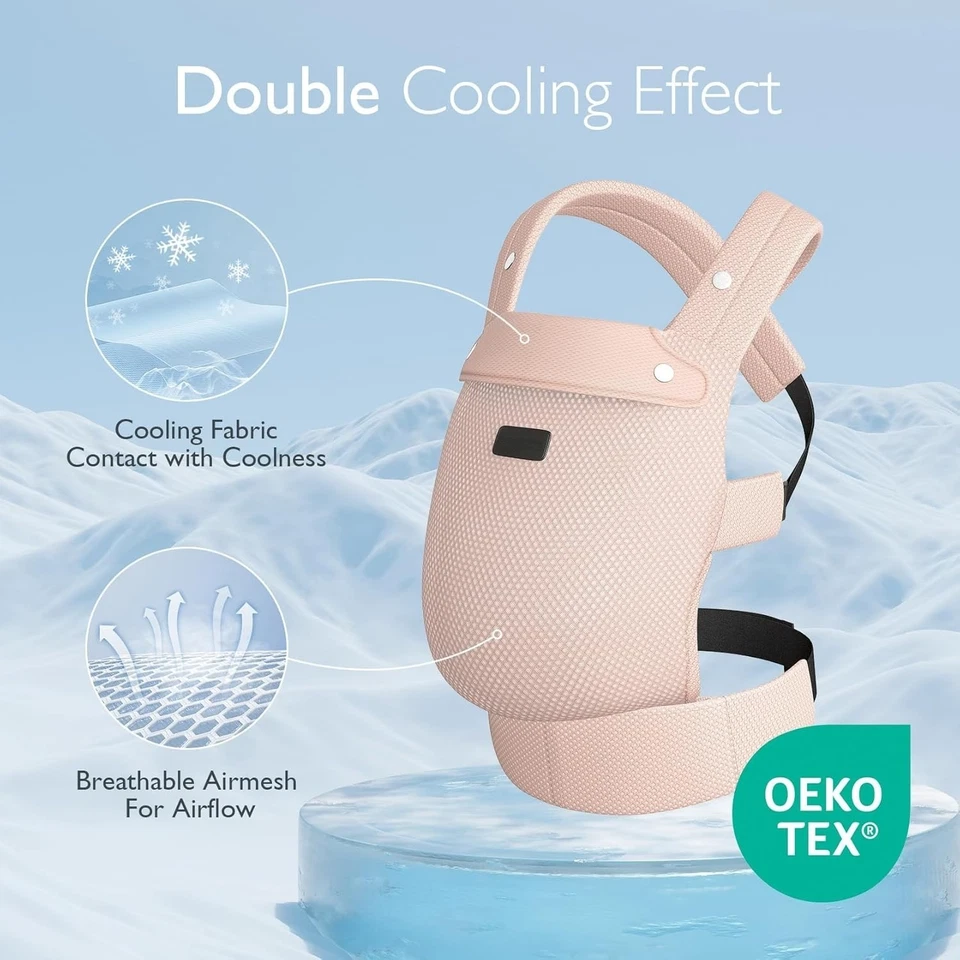 Portabebés Ergonómico De Cadera Ajustable Para Recién Nacido Rosa, Respirable EE. UU. Foto 3 de 4