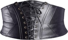 EBOOT Elastic Wide Waist Belt Tied Corset Cinch Belt with Press Button, Black