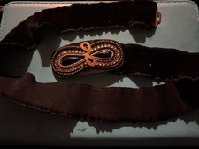 Charmant Beverly Hills Womens Gold Ribbon Metal Black Stretch Belt One Size