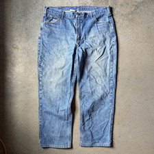 Carhartt Men  s Straight Leg Light Wash Denim Jeans Traditional Fit leather tab
