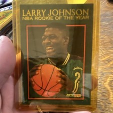 Fleer 1992 Larry Johnson NBA Rookie of the Year #5 Basketball Card. rookie card picture