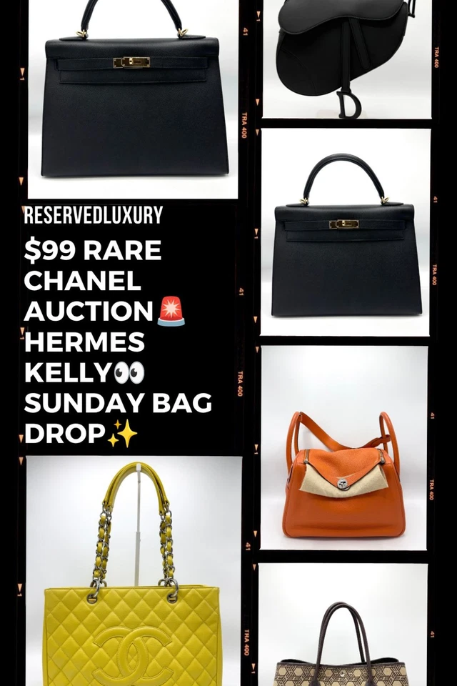 🚨RARE CHANEL $99 AUCTION, HERMES BLACK KELLY & BEST SUNDAY BAG DEALS!🚨