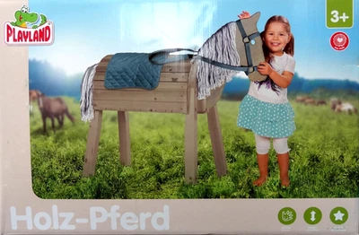 PLAYLAND Holzpferd Voltigierpferd Holzpony mit Halter + Zügel 103x50,8x99 NEU