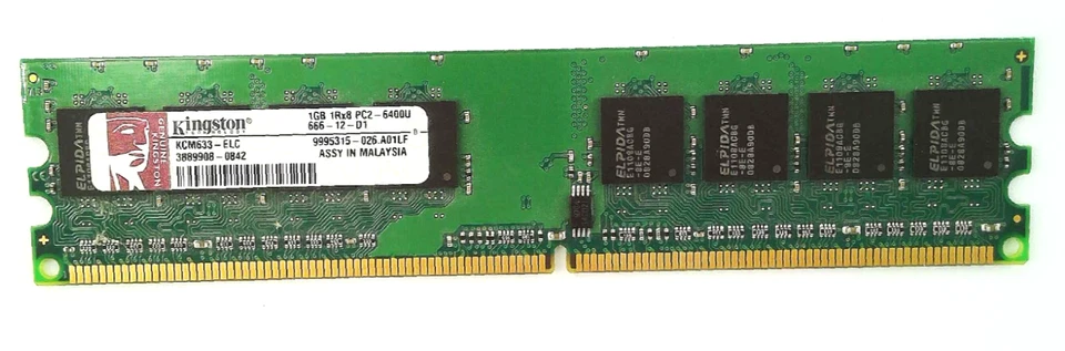 Kingston 🔧 1GB x2 -  DDR2 PC2-6400U (800MHz) Desktop RAM – KCM633-ELC 🟥 ☆ - Image 2 of 3