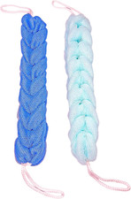 Long Stretch Back Sponge with Rope Handles Back Scrubber Bath Shower Mesh Sponge