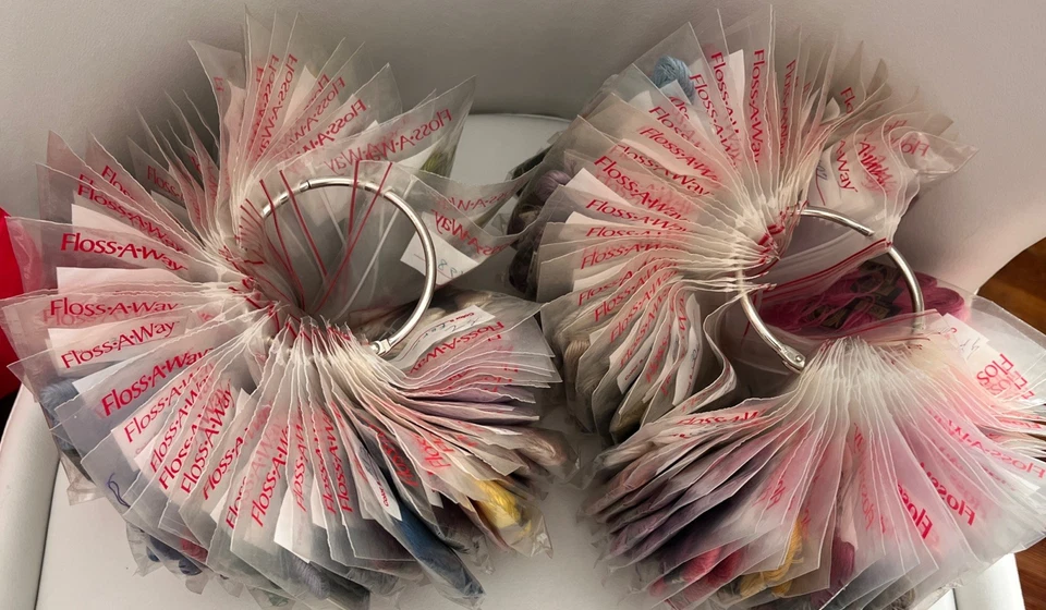 Vtg 100 + Pc Asst Embroidery Lot Dmc Variety Thread floss on Metal Ring All # - Image 2 of 4