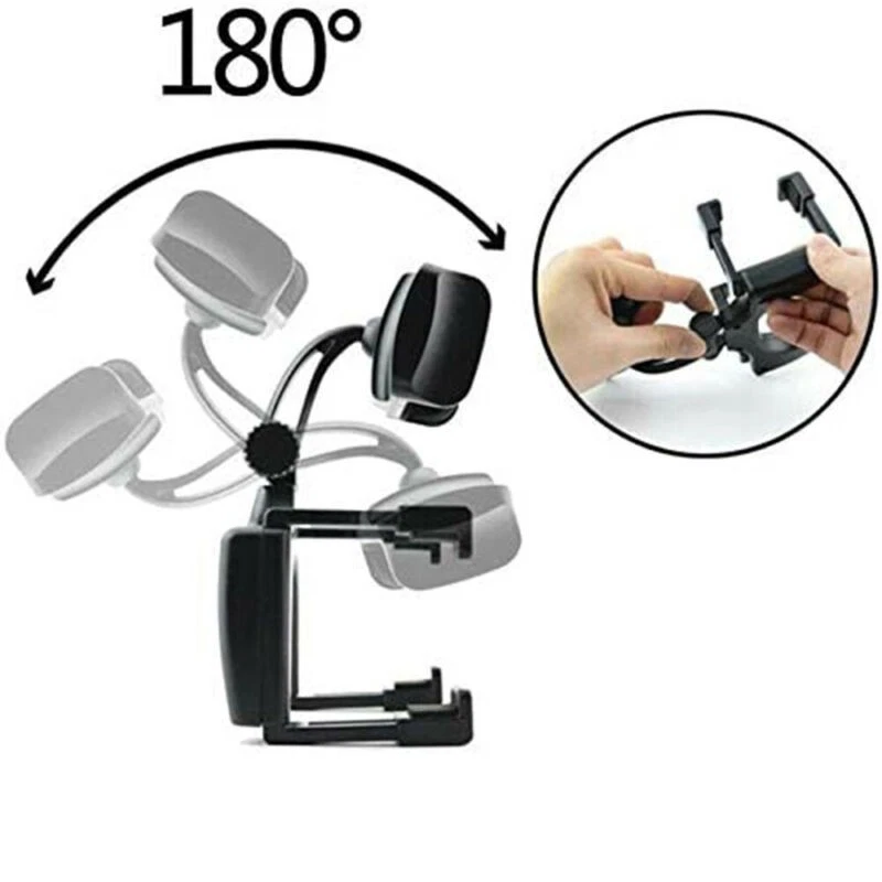 Soporte de teléfono con espejo retrovisor de coche giratorio 360° para iPhone Samsung Foto 3 de 4