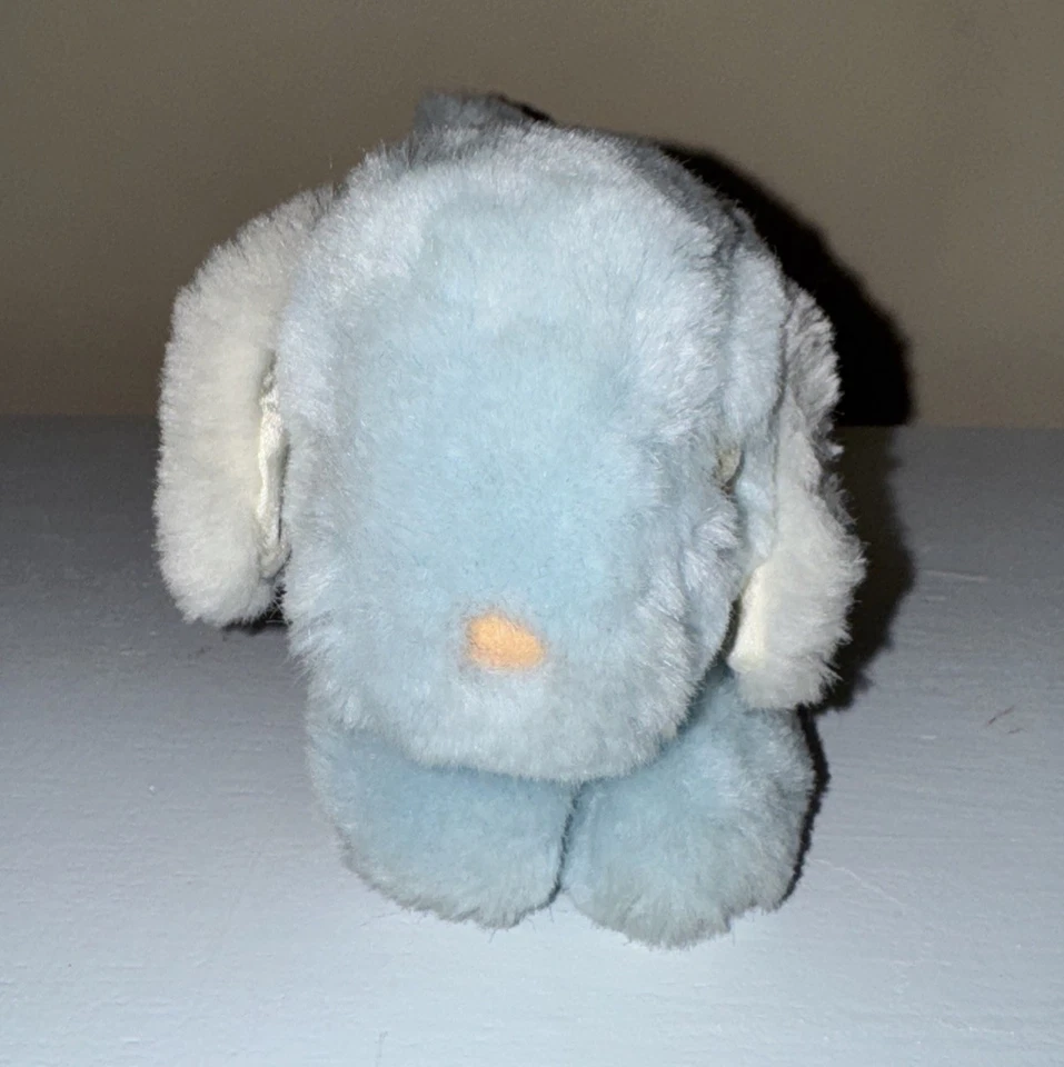 Пастельный синий щенок собака плюшевый 6 дюймов погремушка закрытые спящие глаза сонные трудно найти винтажный - Изображение 3 из 4