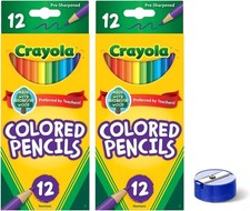Generic Colored Pencils 12ct 2pk Assorted Colors Pre-Sharpened Bonus Sharpener