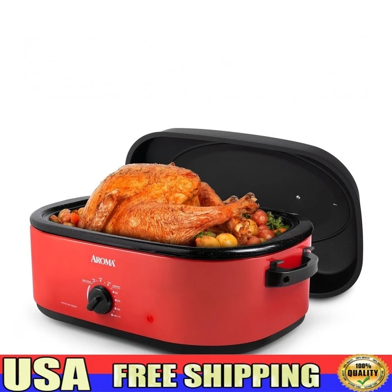 Electric Roaster Oven 18qt High Dome Lid W/ Stainless Steel Rack Turkey Ham New