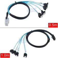 Mini SAS SFF-8087 to 4X SATA 90 Degree Right Angle Forward Breakout cable 0.5/1m
