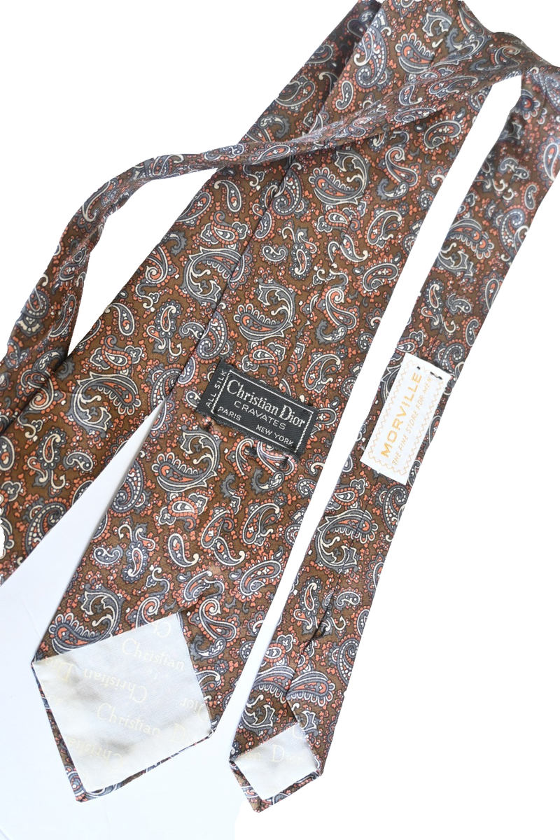 CHRISTIAN DIOR MEN'S TIE BROWN/PAISLEY Width: 3