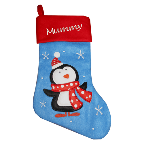 Personalised Embroidered Deluxe Xmas Stocking Nordic Christmas Red Blue Luxury - Picture 8 of 12