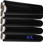 6X ROLLS OF BLACK 25mu,  500mm x 250m PALLET STRETCH SHRINK WRAP FREE POSTAGE UK