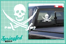 SKULL and CROSSED SWORDS cut vinyl decal #1 Car Truck Window Pirate Sticker