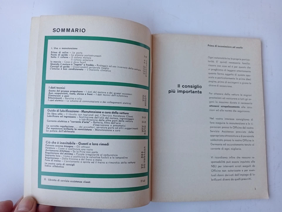 NSU PRINZ 4 L USO E MANUNTENZIONE E LIBRETTO DI SERVIZIO ASSISTENZA CLIENTI - Imagen 4 de 4