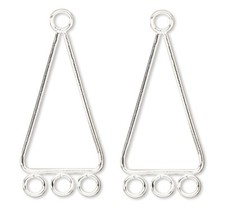Drop, 10 Silver Plated Steel 24x15mm Triangle Chandelier Earring Connectors