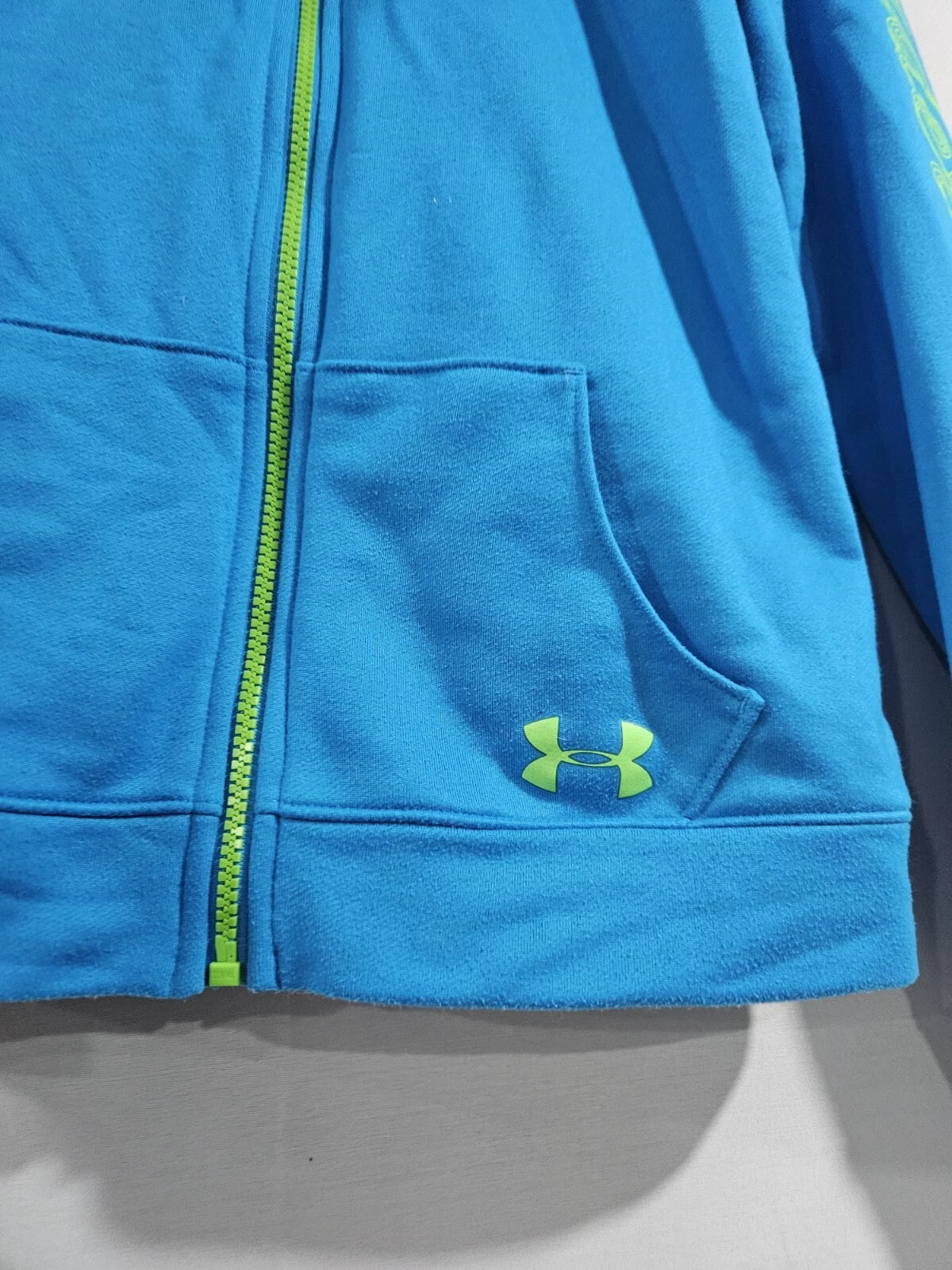 VETEMENTS Felpa con cappuccio Under Armour ragazza blu cerniera intera tutte le stagioni attrezzatura atletica taglia YLG