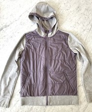 Athleta Girl Zip Up Hybrid Sweatshirt Puffer Jacket XXL 16 Purple Gray Fleece
