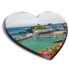 1x Heart Fridge MDF Magnet Beautiful Tenby Harbour Wales #50220