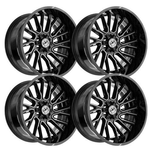 (Set-4) XF Off-Road XF-230 18x9 5x127/5x139.7 0mm Black Machined wheels 18 Inch