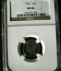 1957 10C Roosevelt Dime Toned NGC MS-66