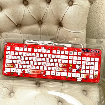   Hello Kitty Theme Sanrio english / chinese USB lacquer Finished keyboard Rare