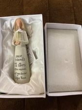 Friends are Like Stars Angel Figurine with Flowers 5" Resin Figurine NEW