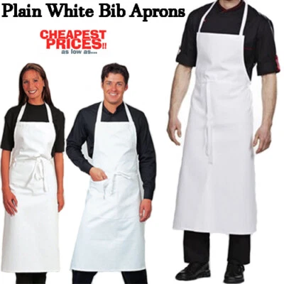 White Black Bib Apron Butcher Apron Pocket Halter Neck Cooking Catering aprons